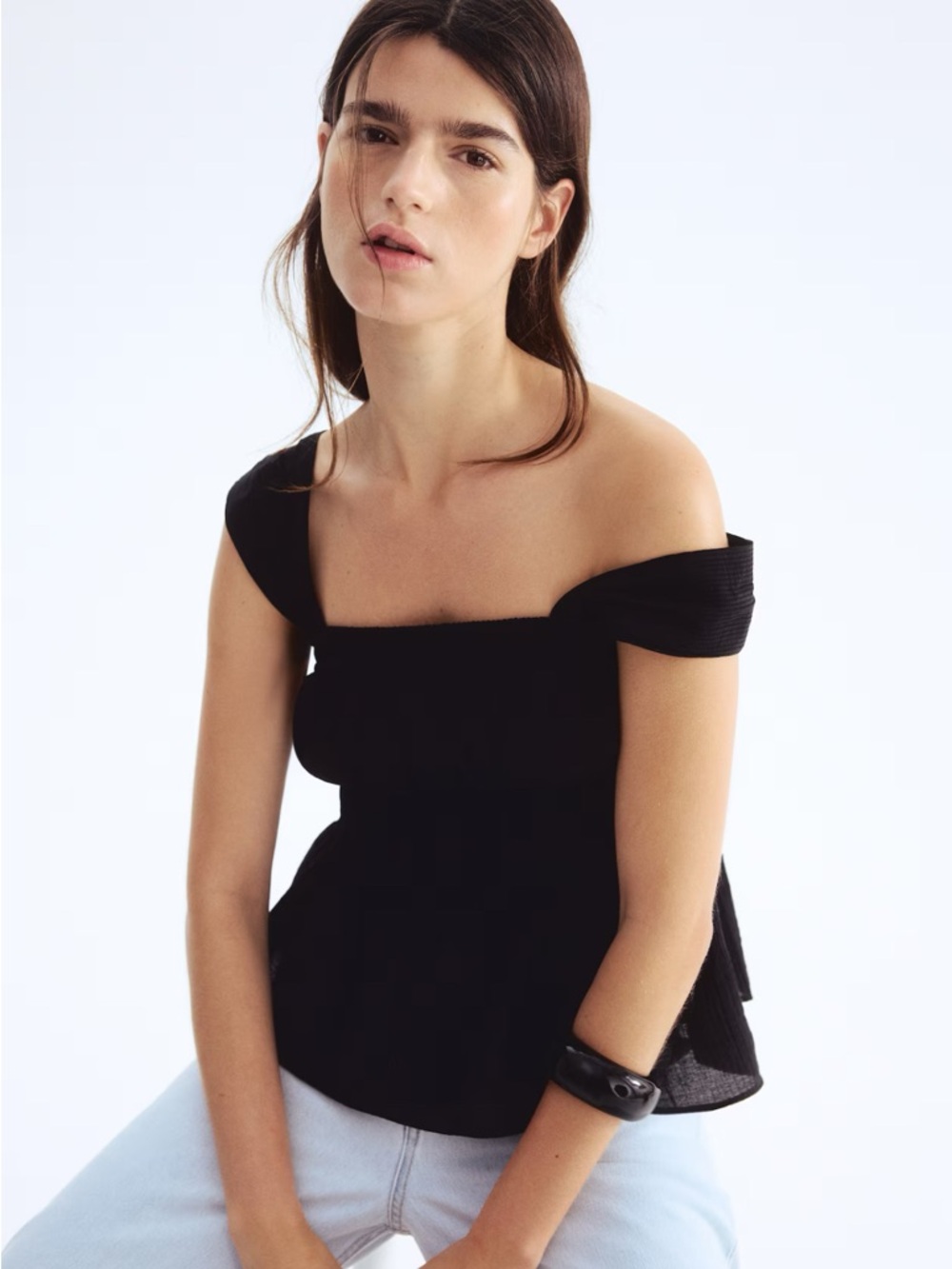 NWT H&M Black Draped Top